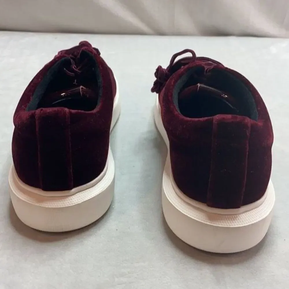 Karl Largerfeld maroon velvet lace up sneakers